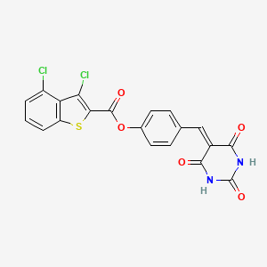 molecular formula C20H10Cl2N2O5S B11139530 4-[(2,4,6-trioxotetrahydropyrimidin-5(2H)-ylidene)methyl]phenyl 3,4-dichloro-1-benzothiophene-2-carboxylate 