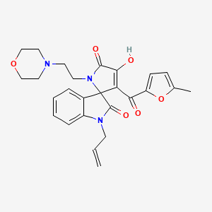 molecular formula C26H27N3O6 B11139537 1-allyl-4'-hydroxy-3'-(5-methyl-2-furoyl)-1'-(2-morpholin-4-ylethyl)spiro[indole-3,2'-pyrrole]-2,5'(1{H},1'{H})-dione 