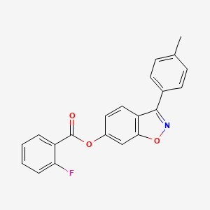 molecular formula C21H14FNO3 B11139555 3-(4-Methylphenyl)-1,2-benzoxazol-6-yl 2-fluorobenzoate 