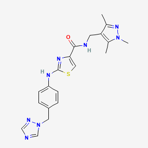 2-{[4-(1H-1,2,4-triazol-1-ylmethyl)phenyl]amino}-N-[(1,3,5-trimethyl-1H-pyrazol-4-yl)methyl]-1,3-thiazole-4-carboxamide