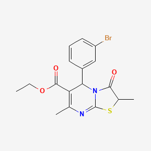 ethyl 5-(3-bromophenyl)-2,7-dimethyl-3-oxo-2,3-dihydro-5H-[1,3]thiazolo[3,2-a]pyrimidine-6-carboxylate