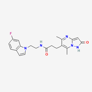 3-(5,7-dimethyl-2-oxo-1,2-dihydropyrazolo[1,5-a]pyrimidin-6-yl)-N-[2-(6-fluoro-1H-indol-1-yl)ethyl]propanamide