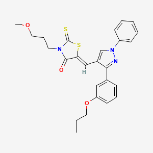 molecular formula C26H27N3O3S2 B11139665 (5Z)-3-(3-methoxypropyl)-5-{[1-phenyl-3-(3-propoxyphenyl)-1H-pyrazol-4-yl]methylidene}-2-thioxo-1,3-thiazolidin-4-one 