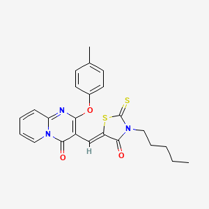 2-(4-methylphenoxy)-3-[(Z)-(4-oxo-3-pentyl-2-thioxo-1,3-thiazolidin-5-ylidene)methyl]-4H-pyrido[1,2-a]pyrimidin-4-one