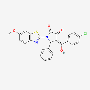 molecular formula C25H17ClN2O4S B11139741 4-(4-Chlorobenzoyl)-3-hydroxy-1-(6-methoxybenzo[d]thiazol-2-yl)-5-phenyl-1H-pyrrol-2(5H)-one CAS No. 477333-34-9