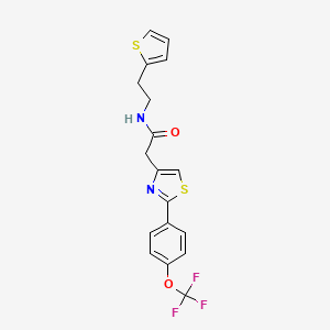 molecular formula C18H15F3N2O2S2 B11139744 N-[2-(thiophen-2-yl)ethyl]-2-{2-[4-(trifluoromethoxy)phenyl]-1,3-thiazol-4-yl}acetamide 