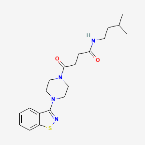 molecular formula C20H28N4O2S B11139794 4-[4-(1,2-benzisothiazol-3-yl)piperazino]-N~1~-isopentyl-4-oxobutanamide 