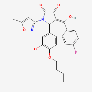 molecular formula C26H25FN2O6 B11139803 5-(4-butoxy-3-methoxyphenyl)-4-[(4-fluorophenyl)carbonyl]-3-hydroxy-1-(5-methyl-1,2-oxazol-3-yl)-1,5-dihydro-2H-pyrrol-2-one 