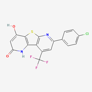 11-(4-chlorophenyl)-6-hydroxy-13-(trifluoromethyl)-8-thia-3,10-diazatricyclo[7.4.0.02,7]trideca-1(9),2(7),5,10,12-pentaen-4-one