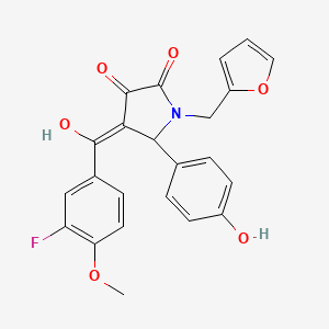 molecular formula C23H18FNO6 B11139852 4-[(3-fluoro-4-methoxyphenyl)carbonyl]-1-(furan-2-ylmethyl)-3-hydroxy-5-(4-hydroxyphenyl)-1,5-dihydro-2H-pyrrol-2-one 