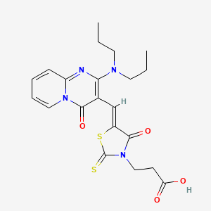 molecular formula C21H24N4O4S2 B11139900 3-[(5Z)-5-{[2-(dipropylamino)-4-oxo-4H-pyrido[1,2-a]pyrimidin-3-yl]methylidene}-4-oxo-2-thioxo-1,3-thiazolidin-3-yl]propanoic acid 