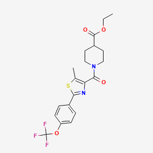 molecular formula C20H21F3N2O4S B11139948 Ethyl 1-({5-methyl-2-[4-(trifluoromethoxy)phenyl]-1,3-thiazol-4-yl}carbonyl)piperidine-4-carboxylate 