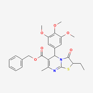 benzyl 2-ethyl-7-methyl-3-oxo-5-(3,4,5-trimethoxyphenyl)-2,3-dihydro-5H-[1,3]thiazolo[3,2-a]pyrimidine-6-carboxylate