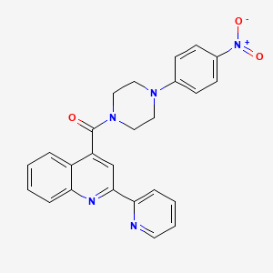 molecular formula C25H21N5O3 B11139995 (4-(4-Nitrophenyl)piperazin-1-yl)(2-(pyridin-2-yl)quinolin-4-yl)methanone 