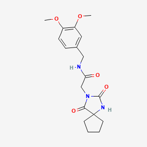 molecular formula C18H23N3O5 B11140128 N~1~-(3,4-dimethoxybenzyl)-2-(2,4-dioxo-1,3-diazaspiro[4.4]non-3-yl)acetamide 