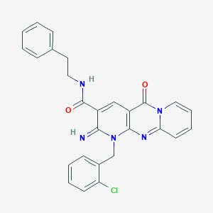 7-[(2-chlorophenyl)methyl]-6-imino-2-oxo-N-(2-phenylethyl)-1,7,9-triazatricyclo[8.4.0.0^{3,8}]tetradeca-3(8),4,9,11,13-pentaene-5-carboxamide