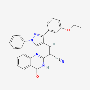 (2Z)-3-[3-(3-ethoxyphenyl)-1-phenyl-1H-pyrazol-4-yl]-2-(4-oxo-3,4-dihydroquinazolin-2-yl)prop-2-enenitrile