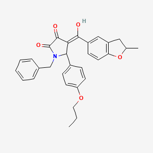 molecular formula C30H29NO5 B11140250 1-benzyl-3-hydroxy-4-(2-methyl-2,3-dihydro-1-benzofuran-5-carbonyl)-5-(4-propoxyphenyl)-2,5-dihydro-1H-pyrrol-2-one 