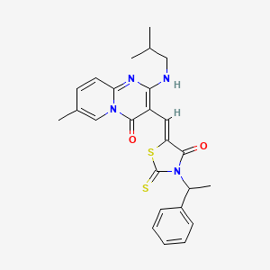 molecular formula C25H26N4O2S2 B11140254 5-{(Z)-1-[2-(isobutylamino)-7-methyl-4-oxo-4H-pyrido[1,2-a]pyrimidin-3-yl]methylidene}-3-(1-phenylethyl)-2-thioxo-1,3-thiazolan-4-one 