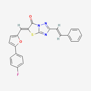 molecular formula C23H14FN3O2S B11140264 (5Z)-5-{[5-(4-fluorophenyl)furan-2-yl]methylidene}-2-[(E)-2-phenylethenyl][1,3]thiazolo[3,2-b][1,2,4]triazol-6(5H)-one 