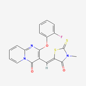 molecular formula C19H12FN3O3S2 B11140292 2-(2-fluorophenoxy)-3-[(Z)-(3-methyl-4-oxo-2-thioxo-1,3-thiazolidin-5-ylidene)methyl]-4H-pyrido[1,2-a]pyrimidin-4-one 