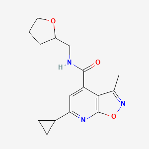 molecular formula C16H19N3O3 B11140299 6-cyclopropyl-3-methyl-N-(tetrahydro-2-furanylmethyl)isoxazolo[5,4-b]pyridine-4-carboxamide 