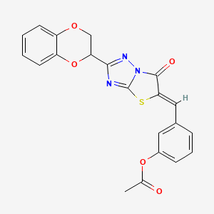 3-{(Z)-[2-(2,3-dihydro-1,4-benzodioxin-2-yl)-6-oxo[1,3]thiazolo[3,2-b][1,2,4]triazol-5(6H)-ylidene]methyl}phenyl acetate