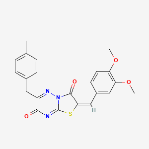 molecular formula C22H19N3O4S B11140378 (2E)-2-(3,4-dimethoxybenzylidene)-6-(4-methylbenzyl)-7H-[1,3]thiazolo[3,2-b][1,2,4]triazine-3,7(2H)-dione 