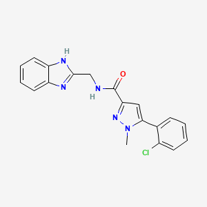 molecular formula C19H16ClN5O B11140505 N-(1H-benzimidazol-2-ylmethyl)-5-(2-chlorophenyl)-1-methyl-1H-pyrazole-3-carboxamide 