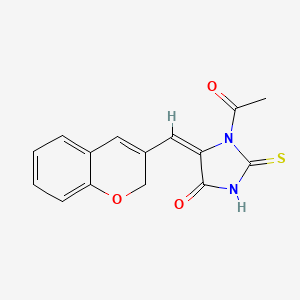 (5E)-1-acetyl-5-(2H-chromen-3-ylmethylidene)-2-thioxoimidazolidin-4-one