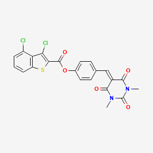 4-[(1,3-dimethyl-2,4,6-trioxotetrahydropyrimidin-5(2H)-ylidene)methyl]phenyl 3,4-dichloro-1-benzothiophene-2-carboxylate