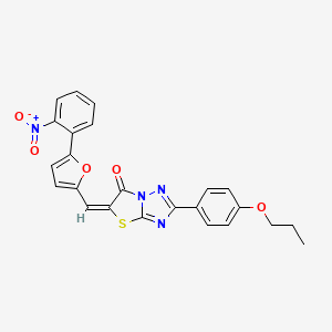 (5E)-5-{[5-(2-nitrophenyl)furan-2-yl]methylidene}-2-(4-propoxyphenyl)[1,3]thiazolo[3,2-b][1,2,4]triazol-6(5H)-one