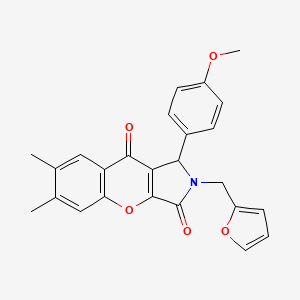 molecular formula C25H21NO5 B11140700 2-(Furan-2-ylmethyl)-1-(4-methoxyphenyl)-6,7-dimethyl-1,2-dihydrochromeno[2,3-c]pyrrole-3,9-dione 