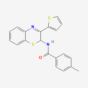 4-methyl-N-[3-(thiophen-2-yl)-2H-1,4-benzothiazin-2-yl]benzamide