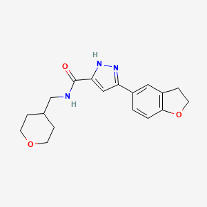 molecular formula C18H21N3O3 B11140738 5-(2,3-dihydro-1-benzofuran-5-yl)-N-(tetrahydro-2H-pyran-4-ylmethyl)-1H-pyrazole-3-carboxamide 