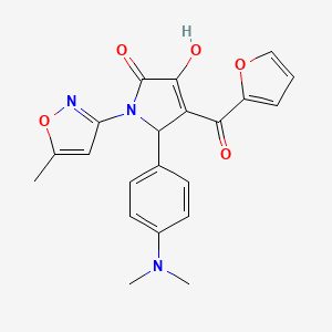 molecular formula C21H19N3O5 B11140745 (4E)-5-[4-(dimethylamino)phenyl]-4-[furan-2-yl(hydroxy)methylidene]-1-(5-methyl-1,2-oxazol-3-yl)pyrrolidine-2,3-dione 