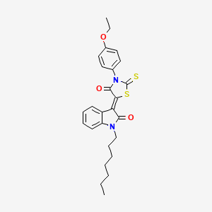 (3Z)-3-[3-(4-ethoxyphenyl)-4-oxo-2-thioxo-1,3-thiazolidin-5-ylidene]-1-heptyl-1,3-dihydro-2H-indol-2-one