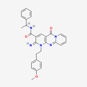 6-imino-7-[2-(4-methoxyphenyl)ethyl]-2-oxo-N-(1-phenylethyl)-1,7,9-triazatricyclo[8.4.0.03,8]tetradeca-3(8),4,9,11,13-pentaene-5-carboxamide