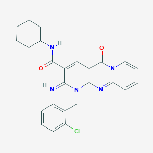 7-[(2-chlorophenyl)methyl]-N-cyclohexyl-6-imino-2-oxo-1,7,9-triazatricyclo[8.4.0.03,8]tetradeca-3(8),4,9,11,13-pentaene-5-carboxamide