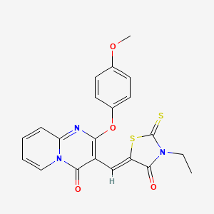 3-[(Z)-(3-ethyl-4-oxo-2-thioxo-1,3-thiazolidin-5-ylidene)methyl]-2-(4-methoxyphenoxy)-4H-pyrido[1,2-a]pyrimidin-4-one