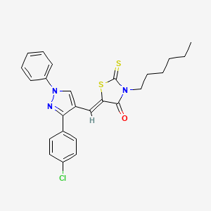 (5Z)-5-{[3-(4-chlorophenyl)-1-phenyl-1H-pyrazol-4-yl]methylidene}-3-hexyl-2-thioxo-1,3-thiazolidin-4-one