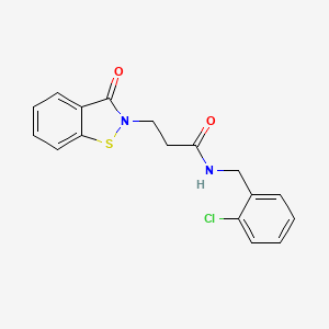 molecular formula C17H15ClN2O2S B11140870 N-(2-chlorobenzyl)-3-(3-oxo-1,2-benzothiazol-2(3H)-yl)propanamide 