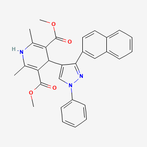 molecular formula C30H27N3O4 B11140878 dimethyl 2,6-dimethyl-4-[3-(2-naphthyl)-1-phenyl-1H-pyrazol-4-yl]-1,4-dihydro-3,5-pyridinedicarboxylate 