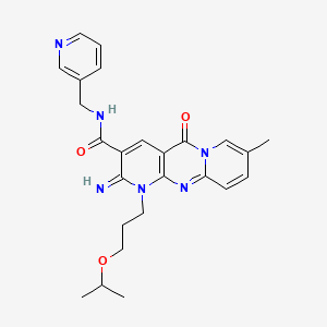 6-imino-13-methyl-2-oxo-7-(3-propan-2-yloxypropyl)-N-(pyridin-3-ylmethyl)-1,7,9-triazatricyclo[8.4.0.03,8]tetradeca-3(8),4,9,11,13-pentaene-5-carboxamide