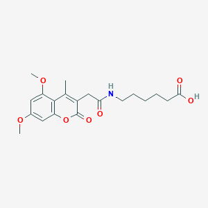 molecular formula C20H25NO7 B11140913 6-{[(5,7-dimethoxy-4-methyl-2-oxo-2H-chromen-3-yl)acetyl]amino}hexanoic acid 