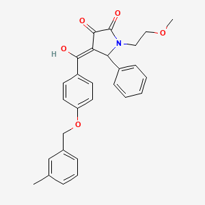 molecular formula C28H27NO5 B11141003 3-hydroxy-1-(2-methoxyethyl)-4-({4-[(3-methylbenzyl)oxy]phenyl}carbonyl)-5-phenyl-1,5-dihydro-2H-pyrrol-2-one 