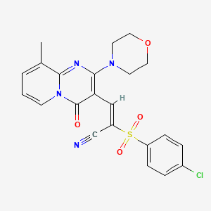 (2E)-2-[(4-chlorophenyl)sulfonyl]-3-[9-methyl-2-(morpholin-4-yl)-4-oxo-4H-pyrido[1,2-a]pyrimidin-3-yl]prop-2-enenitrile