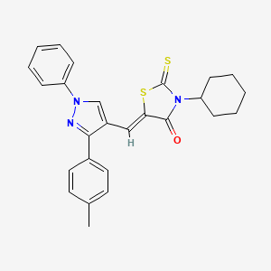 (5Z)-3-cyclohexyl-5-{[3-(4-methylphenyl)-1-phenyl-1H-pyrazol-4-yl]methylidene}-2-thioxo-1,3-thiazolidin-4-one