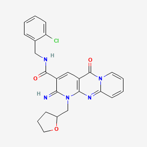 N-[(2-chlorophenyl)methyl]-6-imino-2-oxo-7-[(oxolan-2-yl)methyl]-1,7,9-triazatricyclo[8.4.0.0^{3,8}]tetradeca-3(8),4,9,11,13-pentaene-5-carboxamide