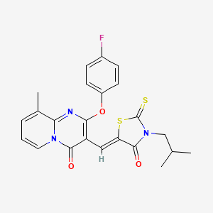 2-(4-fluorophenoxy)-9-methyl-3-{(Z)-[3-(2-methylpropyl)-4-oxo-2-thioxo-1,3-thiazolidin-5-ylidene]methyl}-4H-pyrido[1,2-a]pyrimidin-4-one